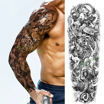 sengpan Waterproof Temporary Tattoo Sticker Anubis Ancient Egypt Greece Zeus Eye Full Arm Fake Tatto Flash Tatoo Sleeve for Men Women