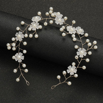 Lianfudai Elegant Women Hair Accessories Bridal Headband Crystal Pearl Hairband Head Ornament Ladies New Hair Jewelry For Wedding