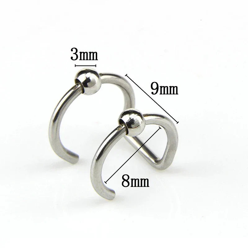 sengpan 1pcs Women Lips Rings Medical Titanium Steel Fake Nose Ring Septum Piercing Clip on Mouth Ring Fake Piercing Body Clip Hoop