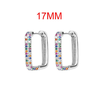 sengpan Rainbow Zircon Earrings for Women Stainless Steel Hoop Earring New Trending Luxury Aesthetic Jewelry aretes mujer