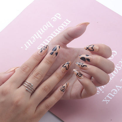 sengpan 24pcs French Point Diamond Fake Nails Wearing Artificial Square Head Press On Acrylic Nail Art Pearl Patch Almond False Nails