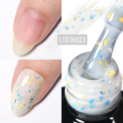 sengpan SUGAR Aurora Rubber Gel Nail Iridescent Pearl Effect Metallic Mirror Nails Manicure Soak Off UV LED No Wipe Top Coat Base Gel