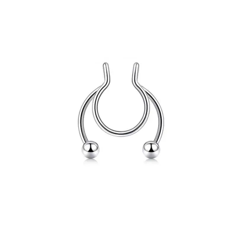 sengpan Stainless Steel Magnet False Nose Ring Magnetic Nose Clip Fake Septum Piercing Lip Rings Nariz Non Piercing Jewelry