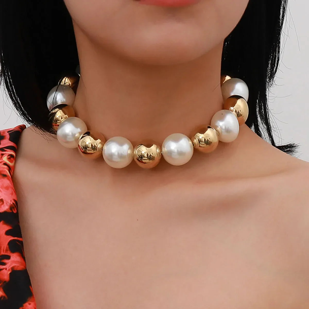 sengpan Multi-Layer White Imitation Pearl Necklace Bead  Chain Punk Ladies Wedding Short Clavicle Necklac Girl Charm Banquet Jewelry