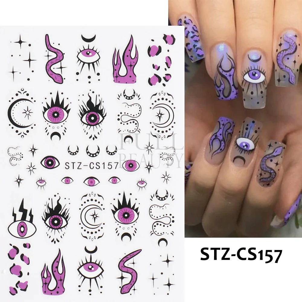 sengpan Luminous Nail Stickers Glow In Dark Halloween Nail Art Decoration Cartoon Skull Ghost Sliders Bones Spider Decal Tattoo GLYB-018