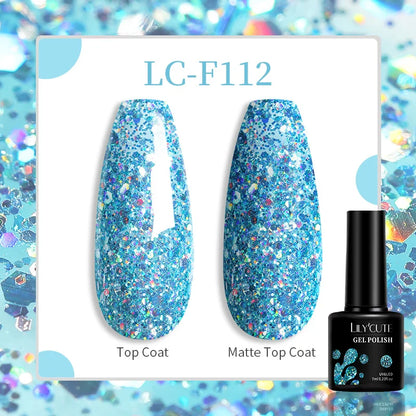 sengpan  7ML 2 IN 1 Water Light Cat Magnetic Top Coat Sparkling Glass Bead Magnetic Gel Nail Polish Semi Permanent UV Gel Polish