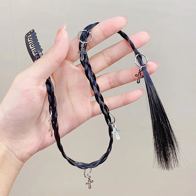 sengpan Y2K Metal Buckle Long Dreadlocks Boxing Braids Hair Clips Headband For Spicy Girls Sweet Hair Ornament Fashion Hair Accessories