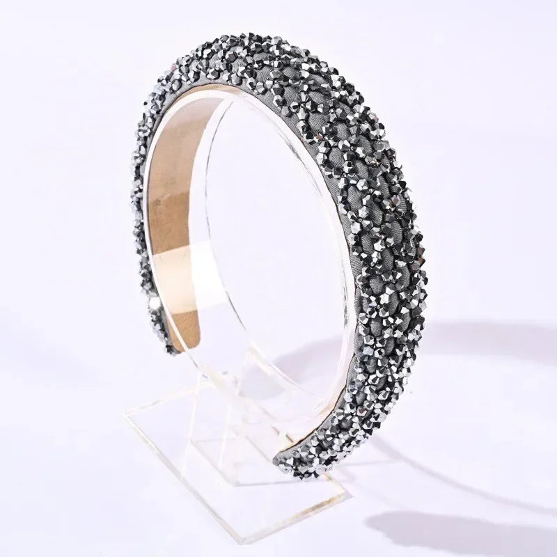 sengpan Rhinestone Hair Hoop Sweet Headbands for Women Braided Handmade Diamond Crystal Hairband Hair Styling Accessories