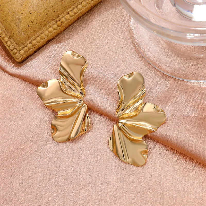 sengpan Punk Party Vintage Geometric Stud Earrings for Women Simple Trendy Petal Earrings 2024 Trendy Ear Jewelry Accessories Gifts