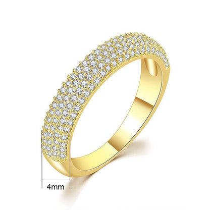 sengpan Luxury Women Stainless Steel Gilding Crystal Ring AAA Grade Zircon Engagement Wedding Ring Finger Accessory Jewelry Gift