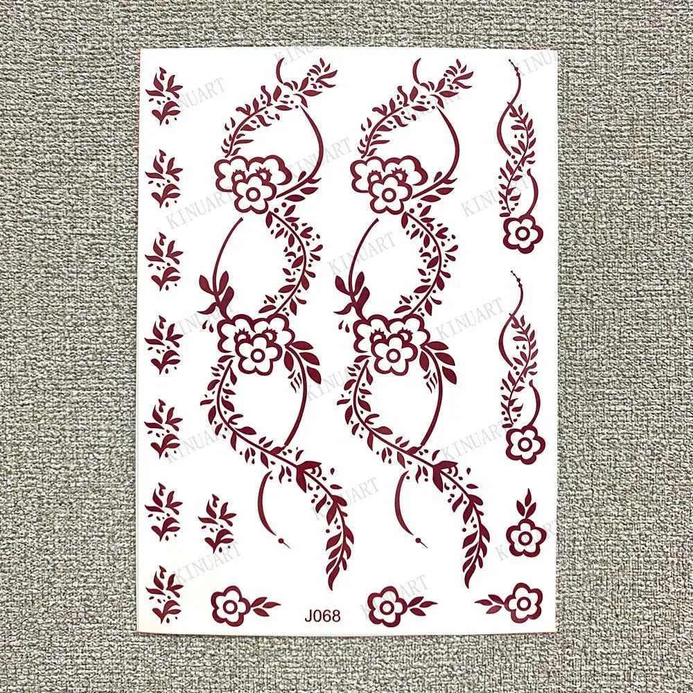 sengpan Brown Henna Tattoo Body Stickers for Women Henna Temporary Tattoos Lace Floral Mehndi Tattoo Waterproof Fake Tatoo Festival