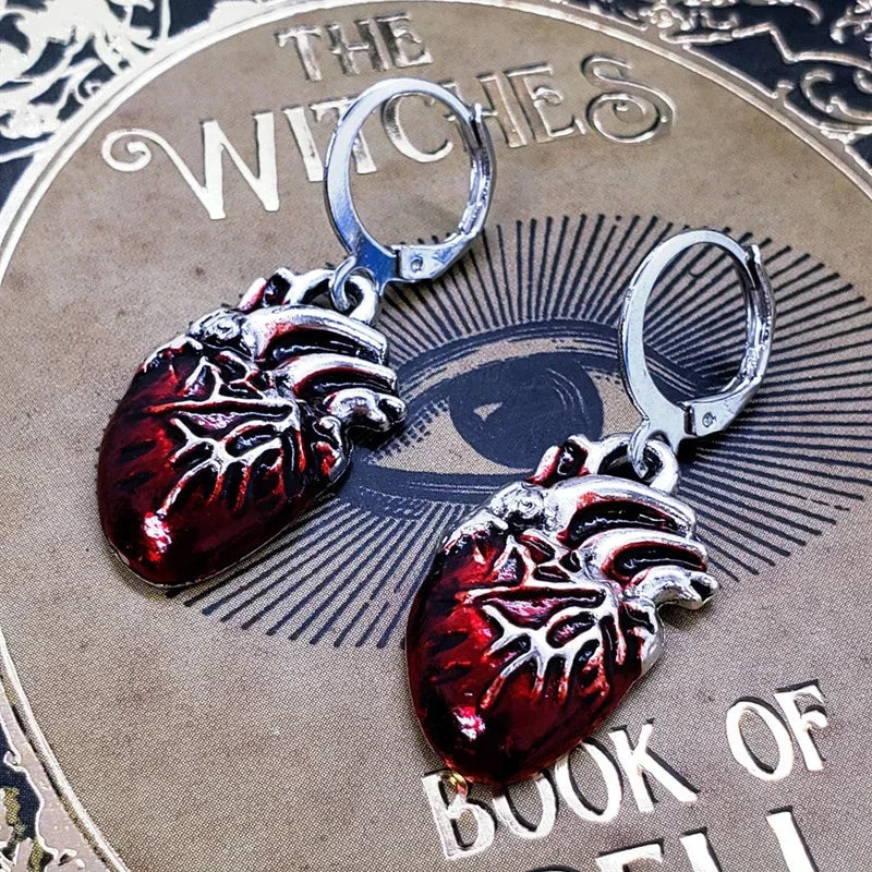 sengpan Anatomical Bloody Heart Gothic Earrings, Weird Halloween Horror Earrings, Women's Novelty Earrings, Hip Hop Rock Punk Jewelry