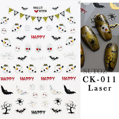 sengpan 3D Halloween Nail Art Stickers Horror Ghost Skull Evil Eye Anime Decals Bloody Rose Sticker for Nail Manicure Decoration LEBF956