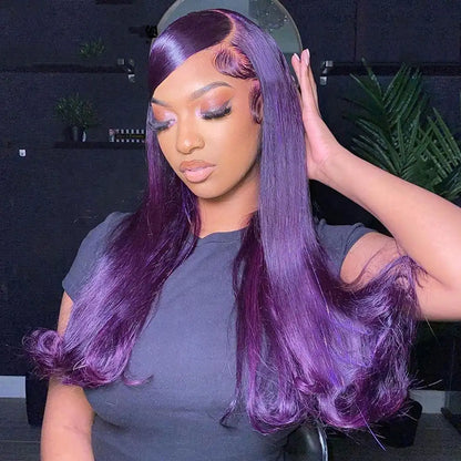 sengpan Purple 613 Colored 13x4 Transparent Lace Frontal Wigs Human Hair Wig For Women Brazilian Remy Hair Glueless Full Lace Wigs