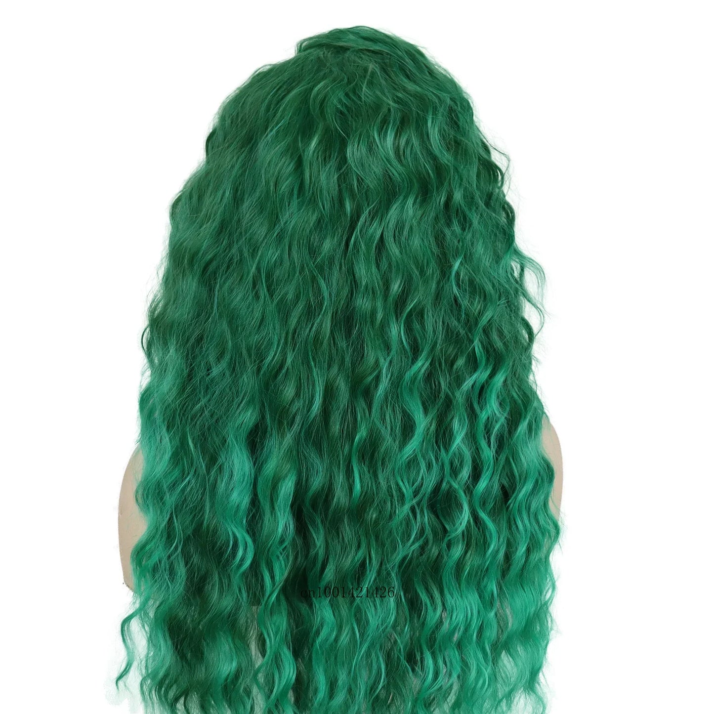 sengpan Green Wigs Costume for Women Synthetic Hair Long Curly Wig Natural Water Wave Hairstyles Thick Fluffy Hair Cosplay Wigs 28 Inch