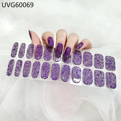 Lianfudai 2024 Halloween Semi-cured UV Gel Nail Stickers Pumpkin Skull Full Cover Gel For UV Lamp Gel Nail Strips Press On Nail Decal