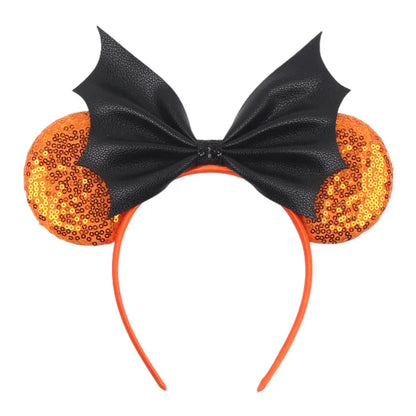 sengpan 2024 Nieuwe Disney Mouse Ears Headband  Hoofdband Bat Pompoen Lovertjes Strik Halloween Festival Feest Cosplay Haaraccessoires