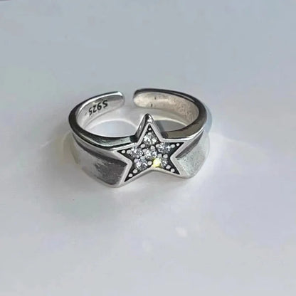 sengpan Fashion Pentagram Geometric Star Ring For Women Adjustable Finger Ring Jewelry Vintage Irregular Aesthetics Y2k Accessories