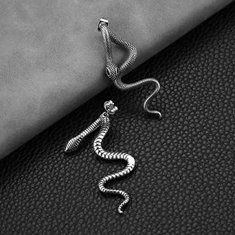 sengpan New Snake Shaped Earrings Detachable Animal Earrings Trendy Personalized Metal Long Snake Earrings Suitable Women Jewelry Gifts