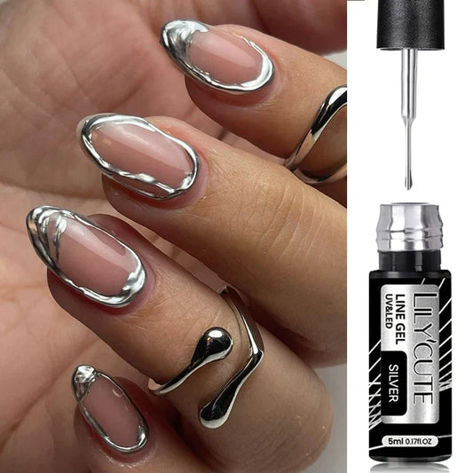 sengpan Super-Bright Metallic Painting Liner Gel Polish Silver Gold Mirror Gel Nail Polish Semi Permanent UV Nail Art Vernis