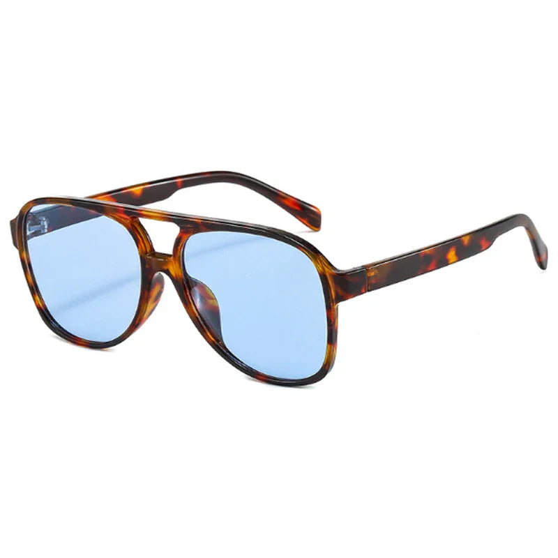 sengpan Fashion Pilot Oversized Sunglasses Woman Personality Double Bridges Sun Glasses Female Retro Leopard Orange Mirror Eyewear