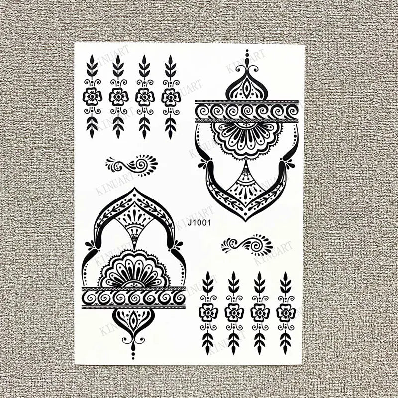 sengpan Black Henna Tattoo Stickers for Hands Temporary Tattoos for Women Body Lace Tatoo Temporari Waterproof Fake Tattoo Hena