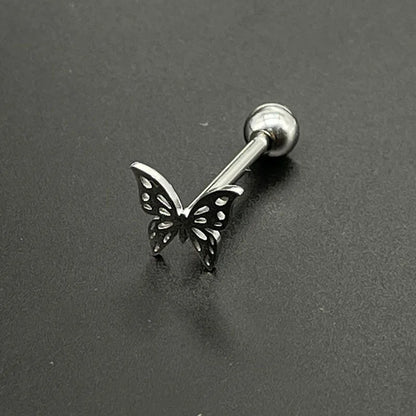 sengpan Punk Titanium Steel Butterfly Tongue Nail Pierced Lingual Rings Girl Rose Bee Tongue Ring Helix Piercing Stud Earrings Jewelry