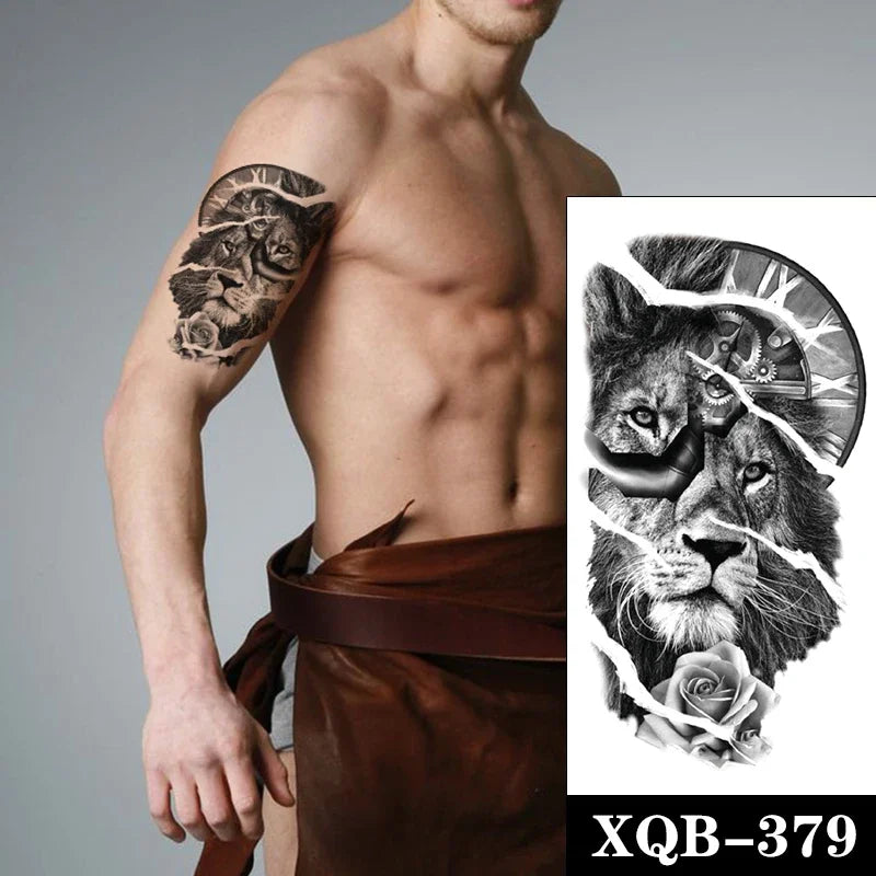 sengpan Waterproof Temporary Tattoo Sticker Black Realistic Tiger Line Totem Design Fake Tattoos Flash Tatoos Arm Body Art for Women Men