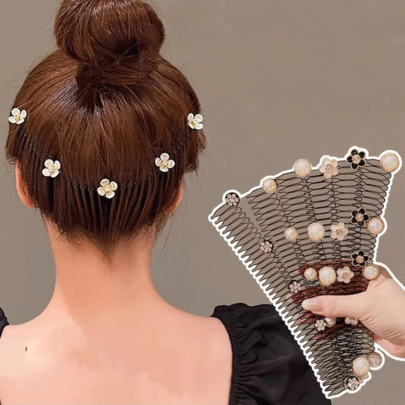 sengpan Camellia Hair Comb Invisible Bangs Hair Clip Tidy Artifact Hair pin Girls Hairpin Women Tools Fixed Inser Comb Hair Accessories