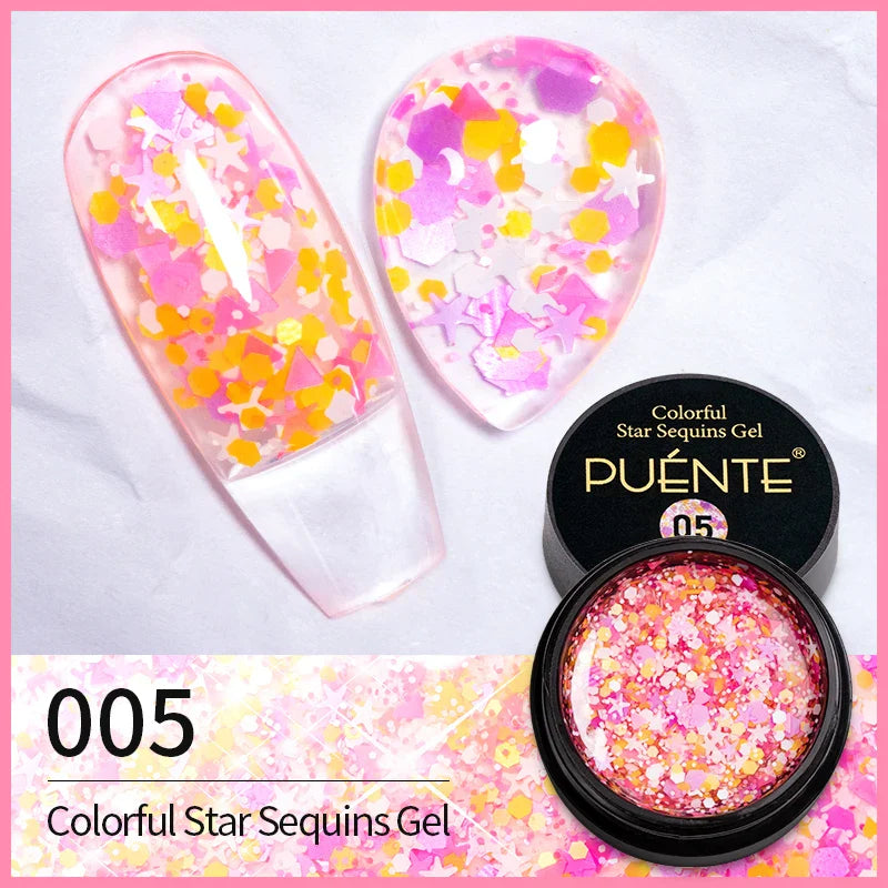 sengpan Sparkling Summer Glitter Sequins Gel Nail Polish 5ML Cream Puff Gel Soak Off UV Nail Gel Semi-permanent Varnish For Manicure