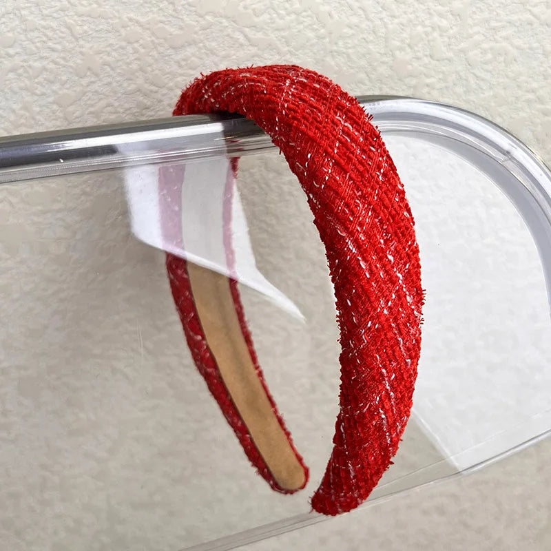 sengpan New Year's Christmas Headbands Red Series Knitted Wool Hair Hoop For Womens Elegant Lattice Hair Bands Fashion Hair Accessories