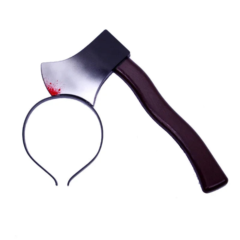 sengpan Halloween Horror Props Blood Fake Ax Saws Knife Headband for Halloween Party Masquerade Mischief Props Decoration Supplies