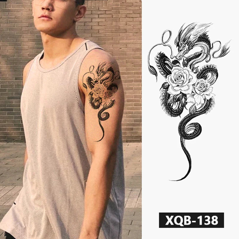 sengpan Black Forest Animal Temporary Tattoos for Men Wolf Tattoo Stickers Tiger Skull Skeleton Fake Tattoo for Women Arm Sleave