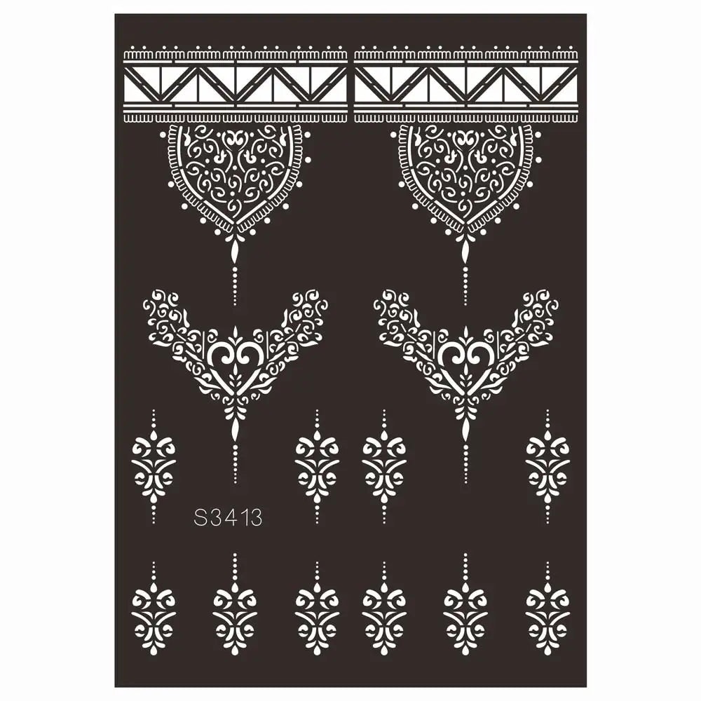 sengpan Reusable Temporary Henna Tattoo Stencil for Hand Arm Sleeve Mehndi Stencils Designs Painting Template DIY Tattoo Supplies