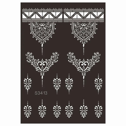 sengpan Reusable Temporary Henna Tattoo Stencil for Hand Arm Sleeve Mehndi Stencils Designs Painting Template DIY Tattoo Supplies