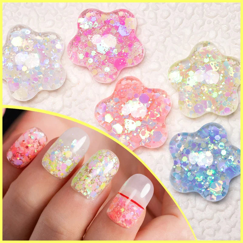 sengpan Sparkling Summer Glitter Sequins Gel Nail Polish 5ML Cream Puff Gel Soak Off UV Nail Gel Semi-permanent Varnish For Manicure