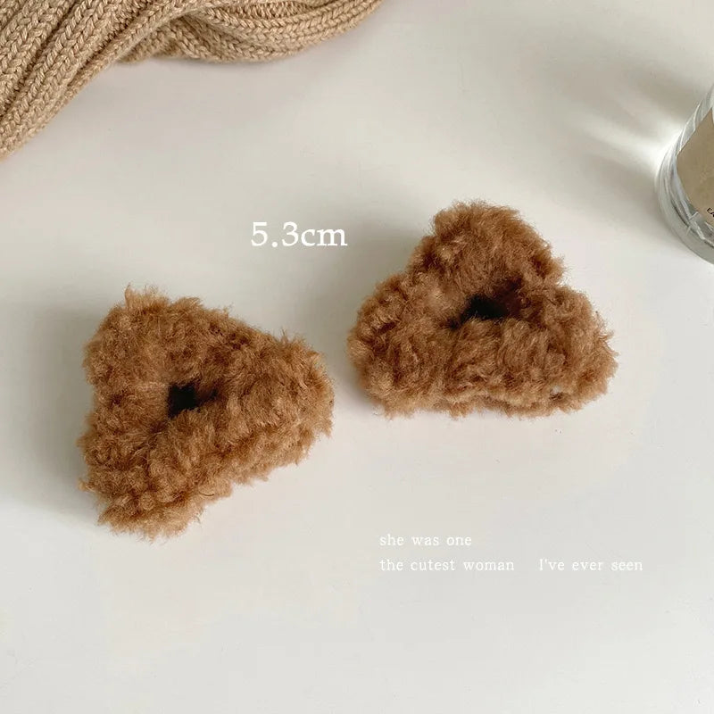 sengpan Plush Cat Ears Hair Clips For Women Girls Lamb Cashmere Hairpin Forehead Bangs Clip Fluffy Children New Winter Hair Accessories