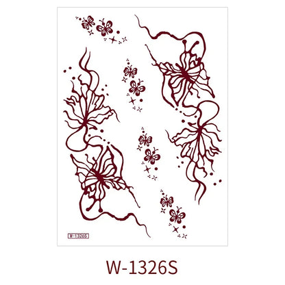 sengpan Waterproof Brown Henna Tattoo Sticker for Women Temporary Flower Fake Tattoo for Hand Wedding Party Festival Body Art Decoration