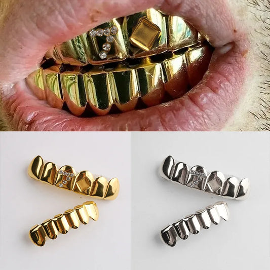 sengpan HIPHOP Smooth 6 Tooth Hip-Hop Semi Precious Gemstone Teeth set Teeth Grillz a gift from player number 7