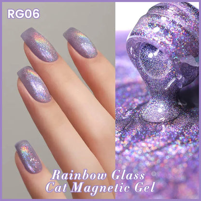 sengpan Super Holos Cat Magnetic Nail Gel Polish for Nails 10ml Soak Off Holographics Laser Gel Polish Auroras Glimmer Nails