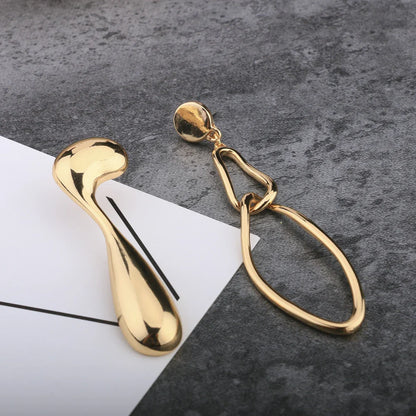 Lianfudai Earrings asymmetric metal retro unique geometric fashion exquisite beautiful earrings jewelry party gift 2024