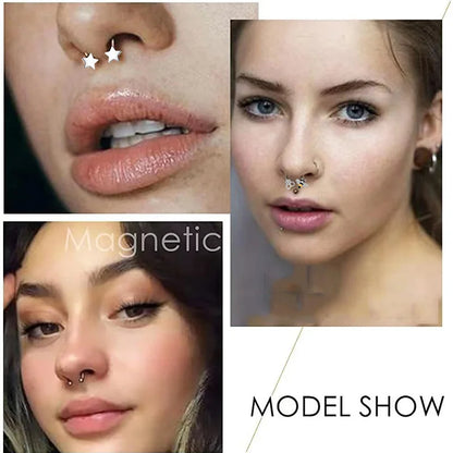 sengpan Animal Stainless Steel Magnet Fake Nose Ring Fake Piercing Hoop Septum Rings For Women Fashion Gothic Rock Body Jewelry Gifts