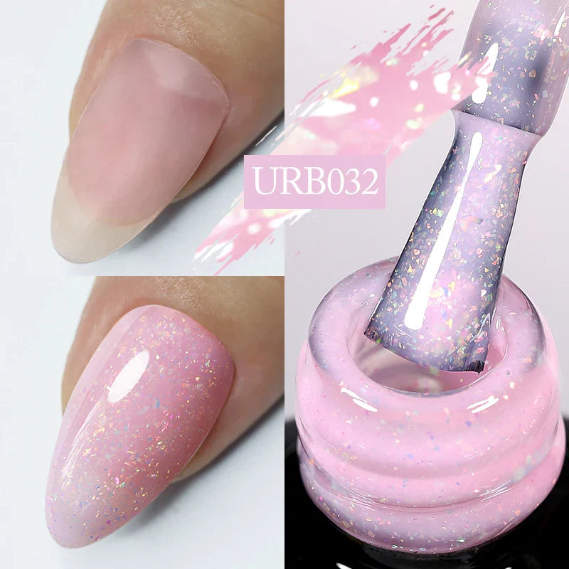 sengpan SUGAR Aurora Rubber Gel Nail Iridescent Pearl Effect Metallic Mirror Nails Manicure Soak Off UV LED No Wipe Top Coat Base Gel