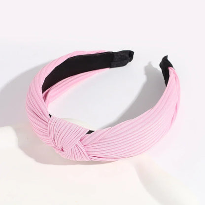 Lianfudai  New Solid Knotted Hairbands Wide Cross Knit Hair Hoop Headwear Girls Women Hair Accessories