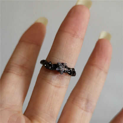 sengpan Vintage Goth Thorny Rose Couple Rings For Men Women Charm Irregularity Opening Stainless Steel Punk Finger Ring Jewelry Y2k Gift