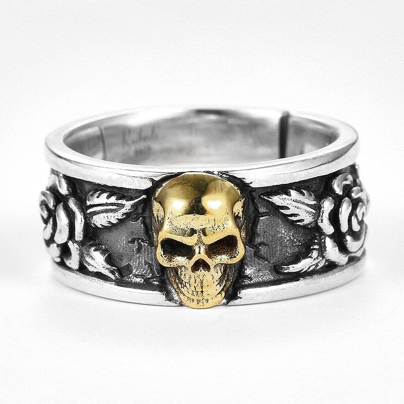 sengpan gifts for men Gothic Rose Skull Rings for Men Women Punk Trend Couple Resizable Rings Hip Hop Cool Street Accessories Jewelry Gifts