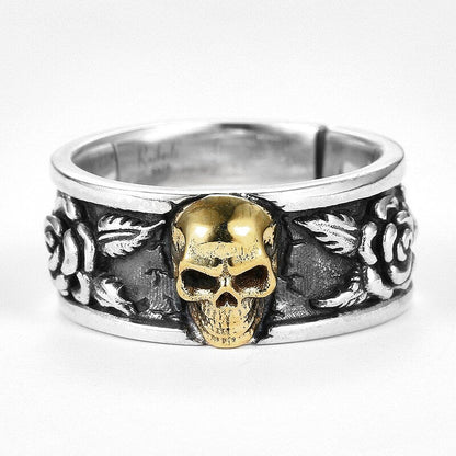 sengpan gifts for men Gothic Rose Skull Rings for Men Women Punk Trend Couple Resizable Rings Hip Hop Cool Street Accessories Jewelry Gifts