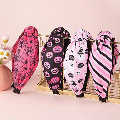 sengpan New Halloween Print Women's Headbands Ghost Spider Web Personality Pumpkin Grimace Holiday Decoration Fashion Hair Accessories