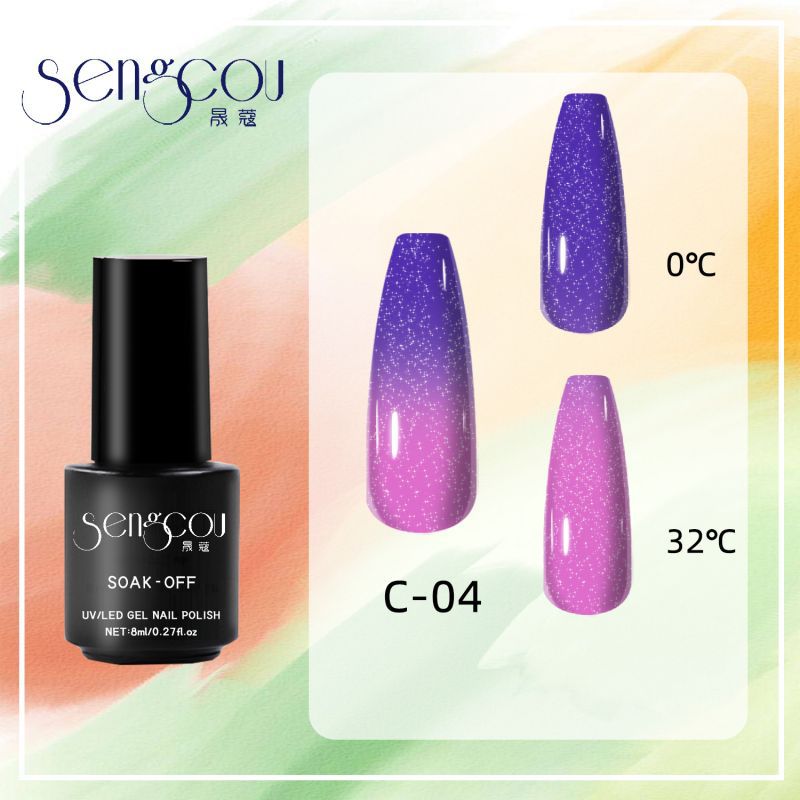 sengpan 7.3ml Thermal Gel Polish More Colors Temperature Color Changing Glitter UV Gel Varnish Soak Off UV LED Gel Lacquers Nail Polish