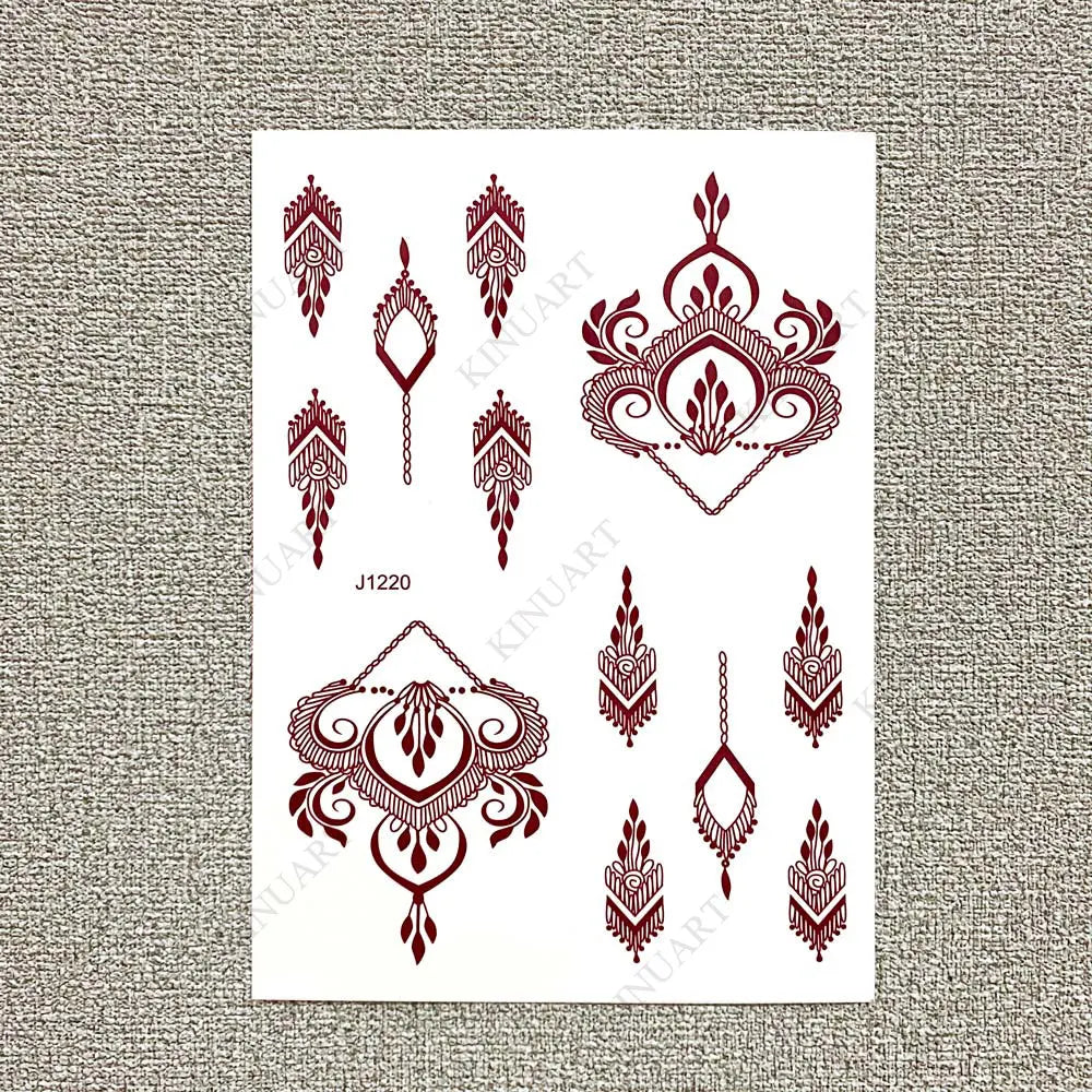 sengpan Children's Temporary Tattoos Brown Henna Tattoo Sticker for Little Girl Mehndi Stickers for Hand Body Art Fake Tattoo Waterproof